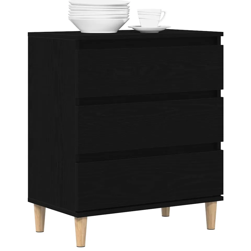 vidaXL Dressoir Zwart Eiken 60 x 35 x 70 cm Bewerkt hout