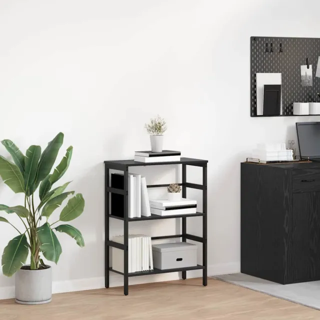 vidaXL Boekenkast 2-laags 60 x 29,5 x 81 cm Bewerkt hout Zwart Eiken, foto 2