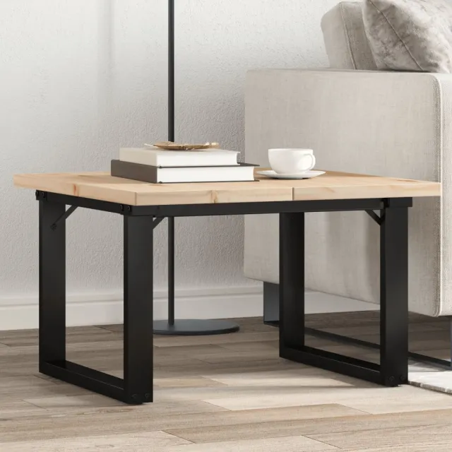 vidaXL Salontafel O-frame 70x70x40,5 cm grenenhout en staal Bruin