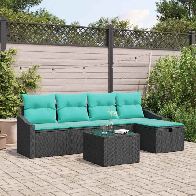 vidaXL Bankstel 6 st Zwart poly rattan, foto 2