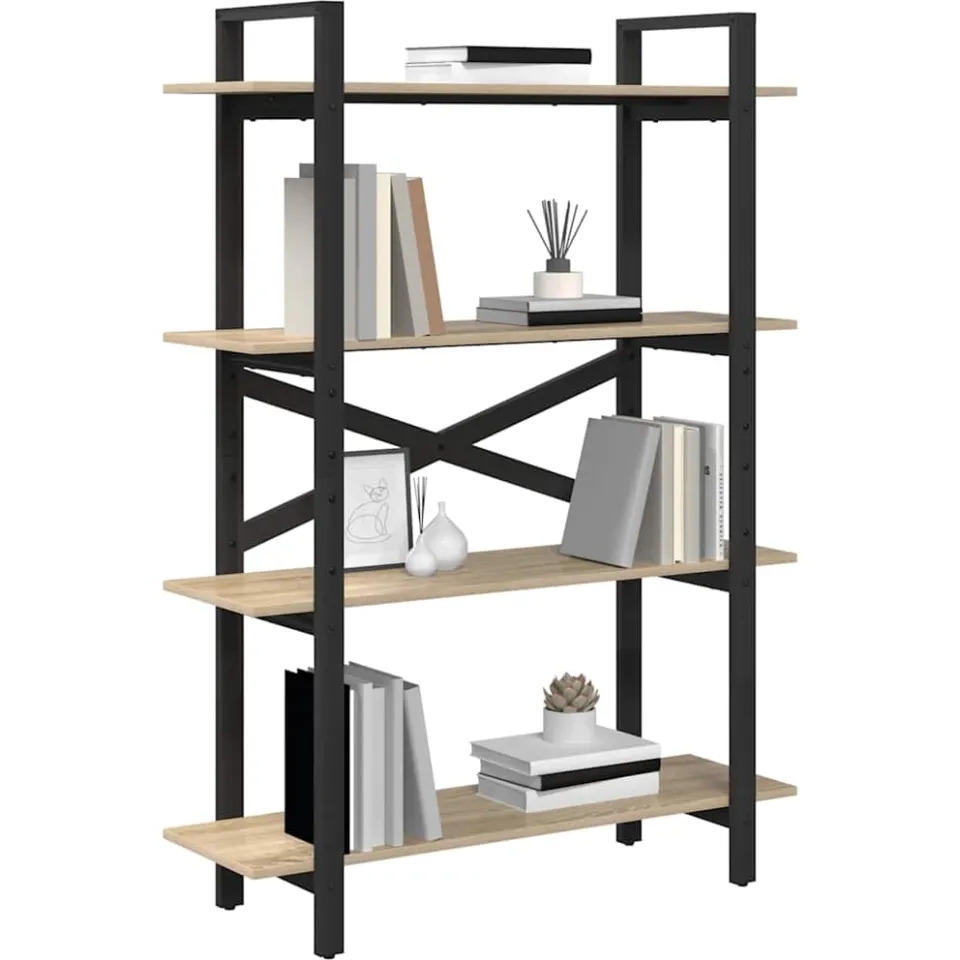 vidaXL Boekenkast 4-laags 100 x 33,5 x 140 cm Bewerkt hout Bruin