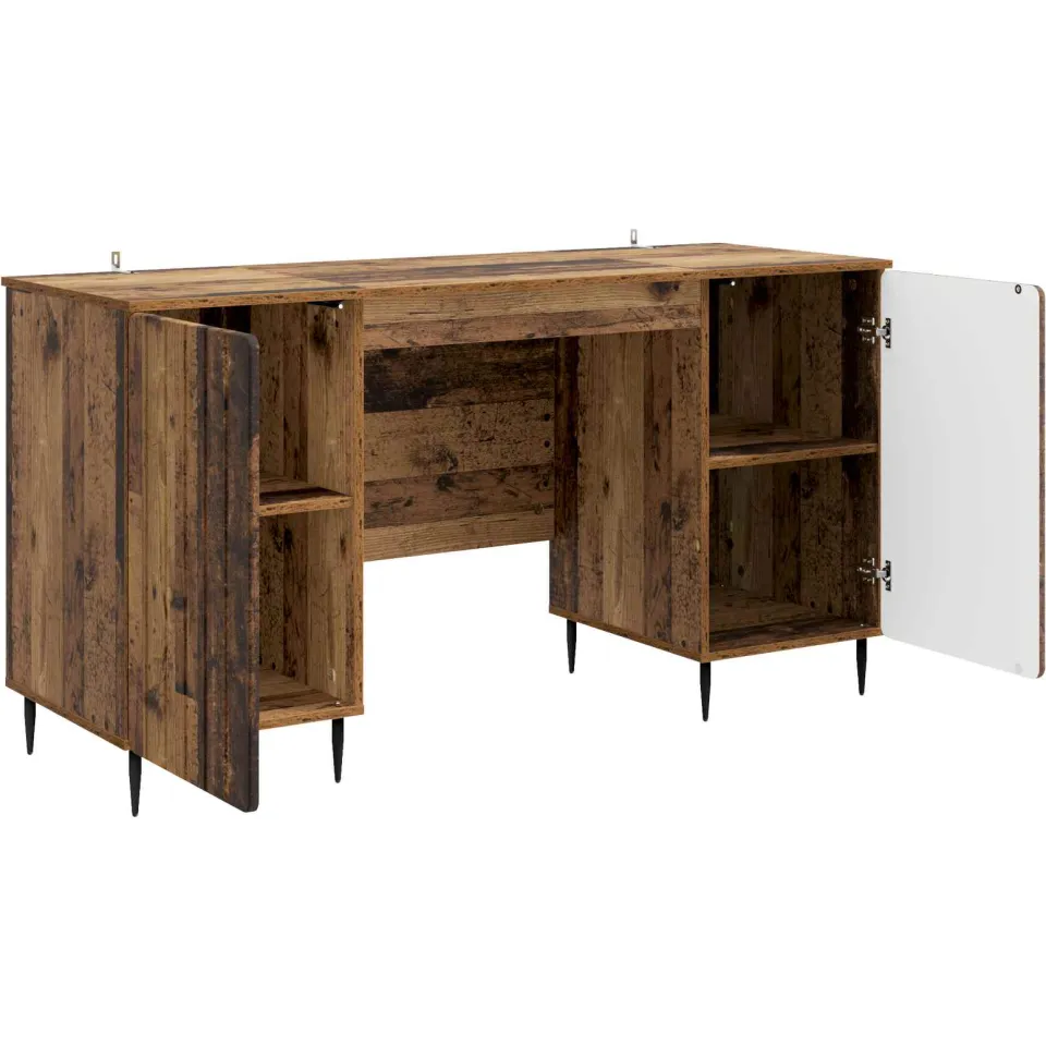 vidaXL Bureau Oud hout 142,5 x 50 x 75 cm Bewerkt hout bruin, foto 4
