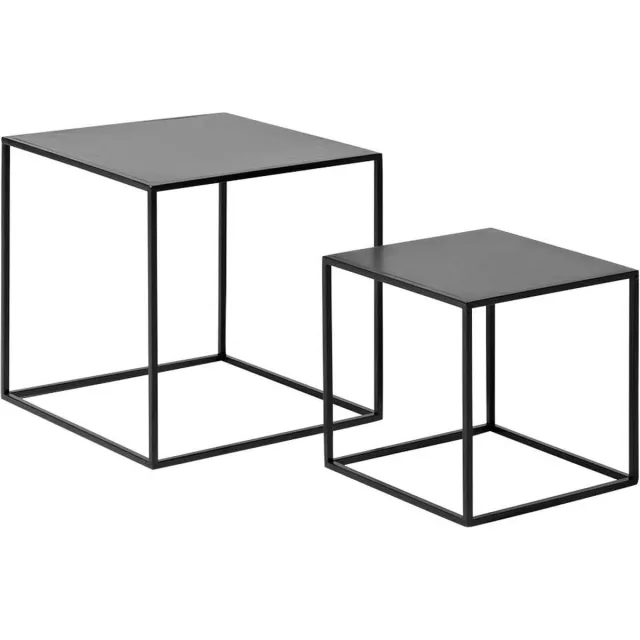 Beekwilder Bijzettafel - set van 2 tafels - 40cm en 30cm -zwart - metaal - plantentafel