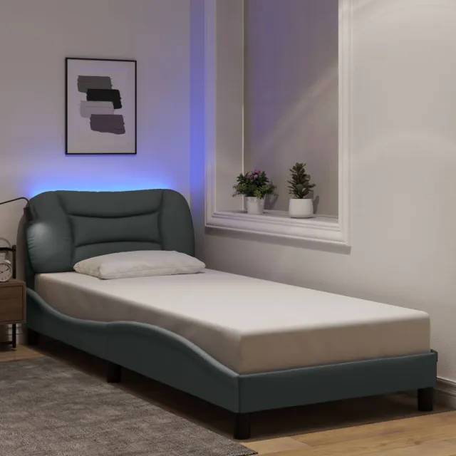 vidaXL Bedframe met LED zonder matras "Hvar" 80x200 cm stof lichtgrijs