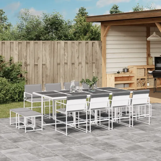 vidaXL 13-delige Tuinset met kussens textileen wit