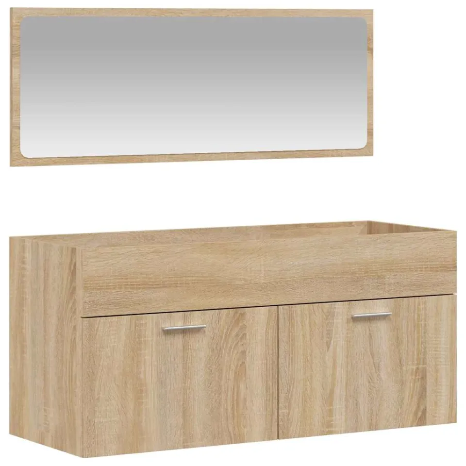 vidaXL Badkamerkast met spiegel bewerkt hout sonoma eikenkleurig, foto 3