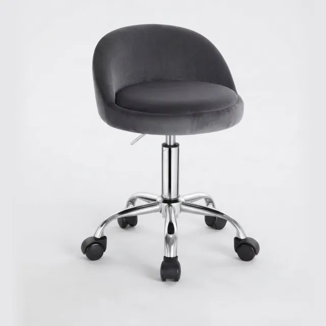 Klarven Kantoorstoel Fluweel donkergrijs - Bureaustoel - Kantoorstoelen op Wieltjes - Office Chair - Fluwelen Zitting, Ergonomisch en Draaibaar - Verstelbare Hoogte, Draagvermogen 120 kg - H53-65,5cm