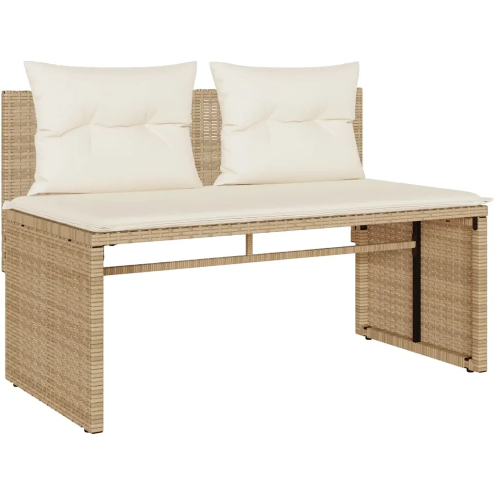 vidaXL 4-delige Loungeset met kussens poly rattan beige, foto 3