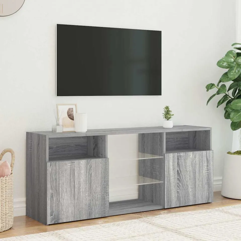 vidaXL Tv-meubel met LED-verlichting 120x30x50 cm grijs sonoma eiken, foto 2