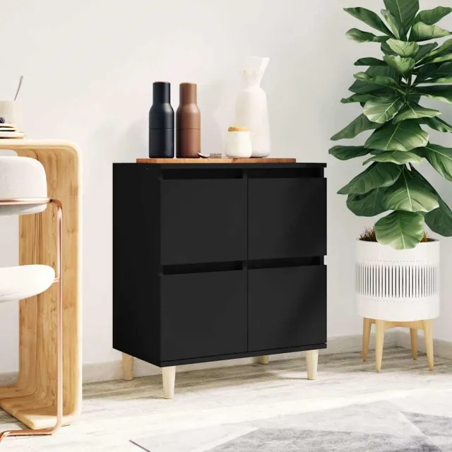 vidaXL Dressoir 60x35x70 cm bewerkt hout zwart, foto 2