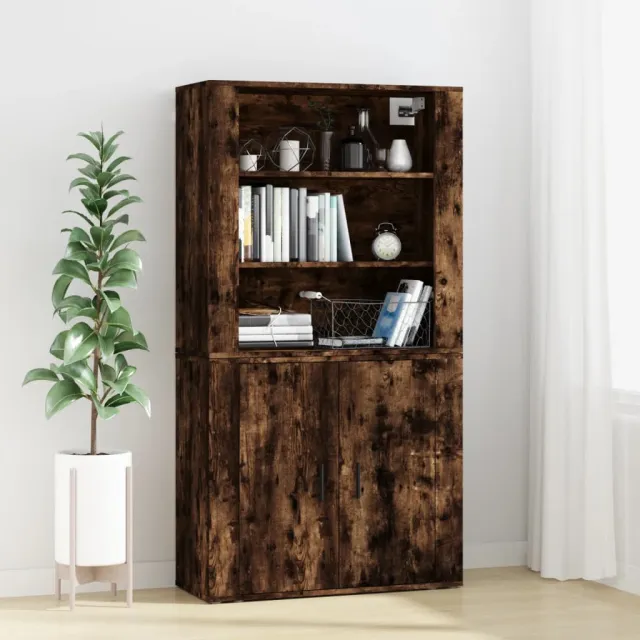 vidaXL Hoge kast bewerkt hout gerookt eikenkleurig Bruin