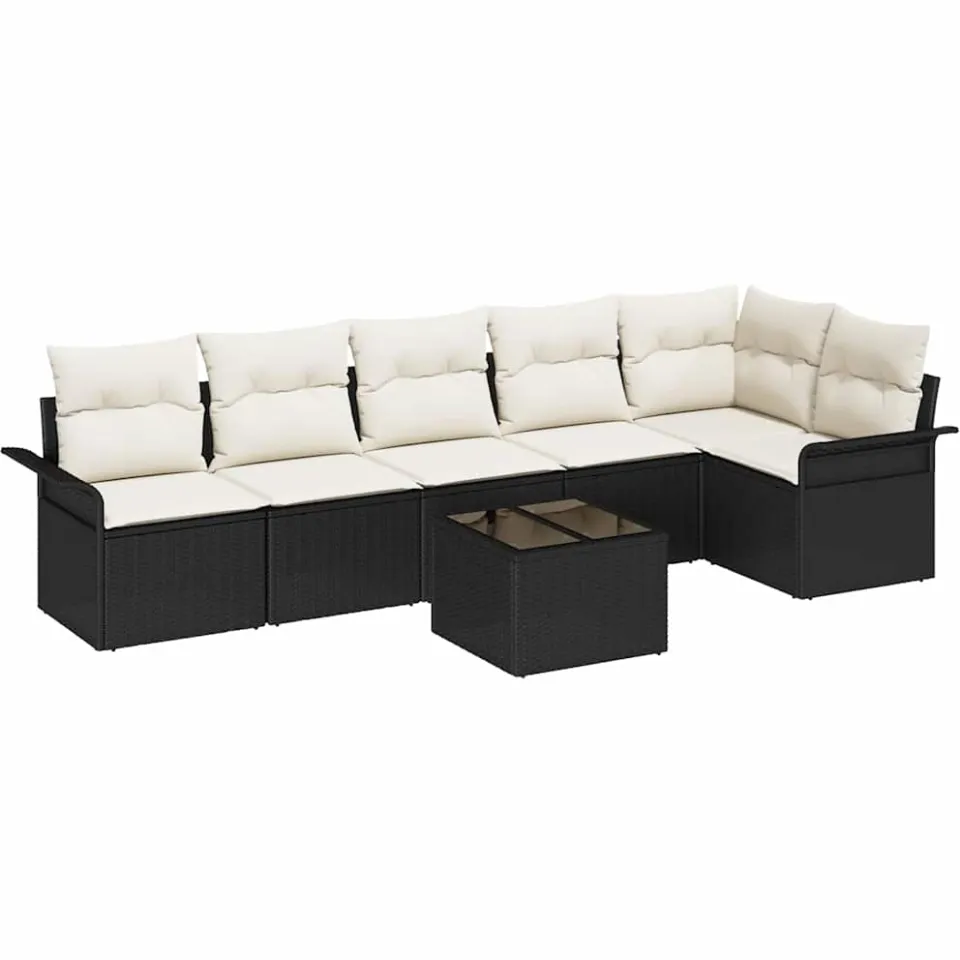 vidaXL Tuin Sofa Set 7 st Zwart poly rattan, foto 4