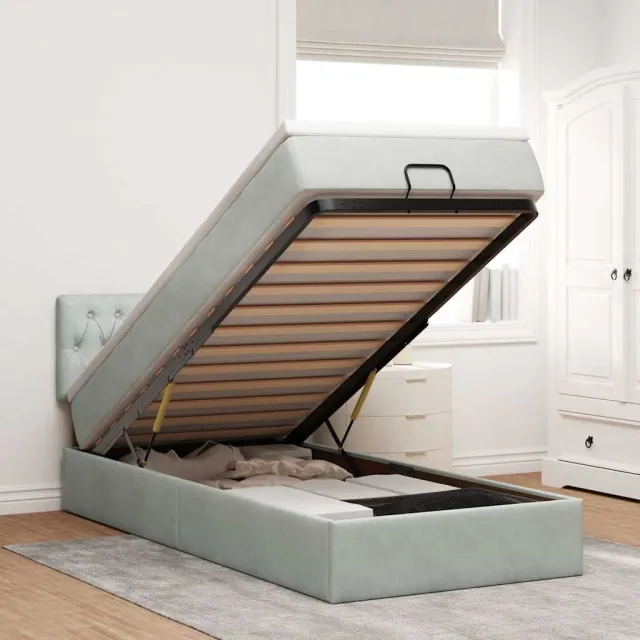 vidaXL Ottoman bed met matras 90x200cm fluweel lichtgrijs