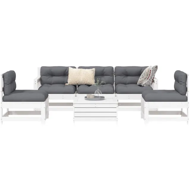 vidaXL 6-delige Loungeset massief grenenhout wit, foto 2