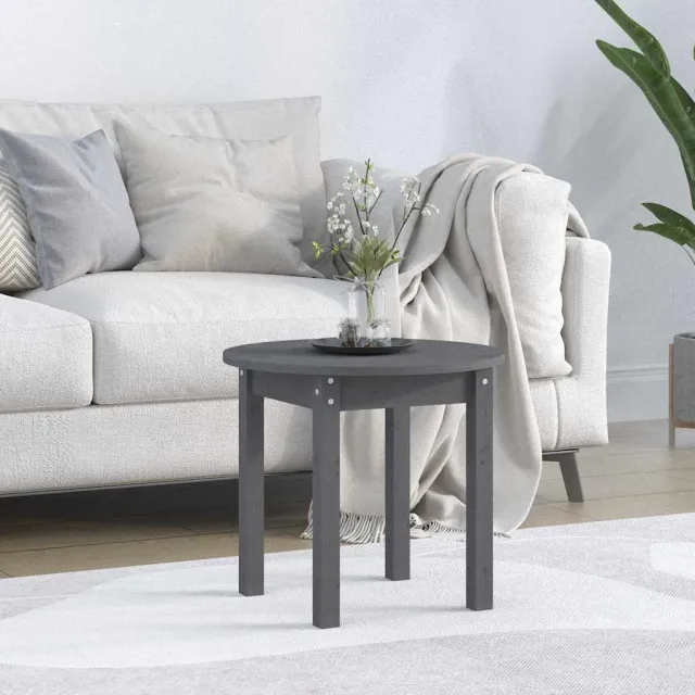 vidaXL Salontafel Ø 45x40 cm massief grenenhout grijs, foto 2