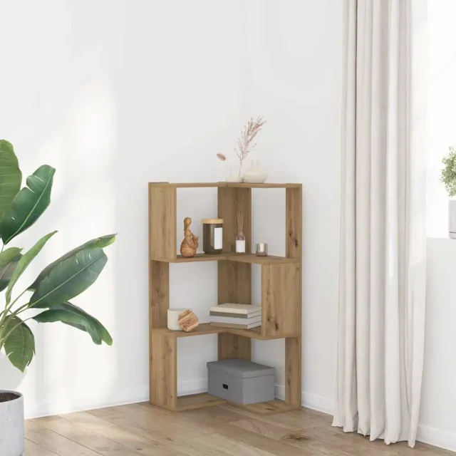 vidaXL Boekenkast 3-laags hoek 50x50x102 cm hout artisanaal eikenkleur Bruin
