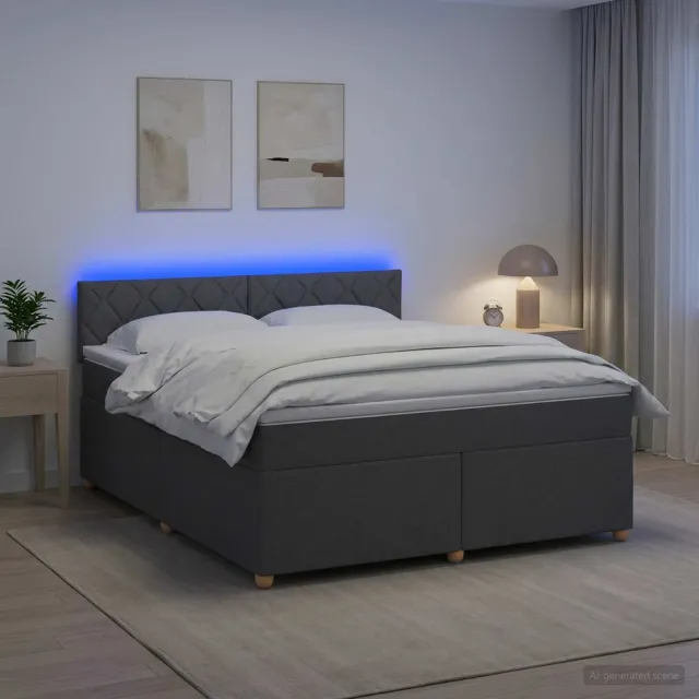 vidaXL Boxspringbed met matras Donkergrijs 140 x 200 cm Stof
