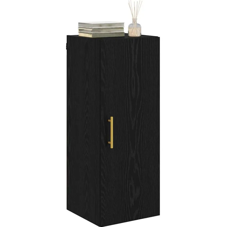 vidaXL Wandkast Zwart Eiken 34,5 x 34 x 90 cm Bewerkt hout, foto 2