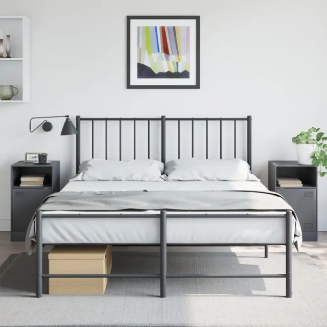 vidaXL Nachtkastjes 2 st 34,5x39x62 cm staal antracietkleurig, foto 2