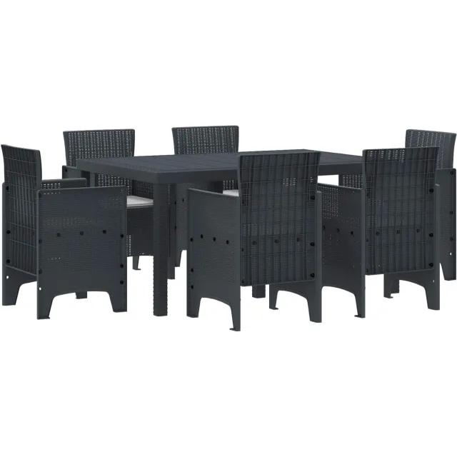 vidaXL Tuin Eetset 7 st Antraciet Polt riet Anthraciet