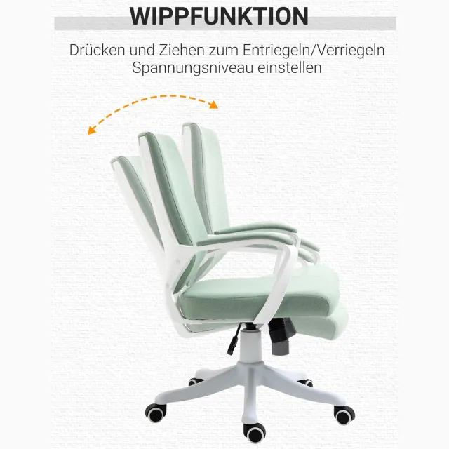 STILVORA Bureaustoel - Ergonomisch - Met Wippenfunctie En 360° Draaibare Wielen - Voor Thuiswerk En Kantoor - Polyester Groen Green
