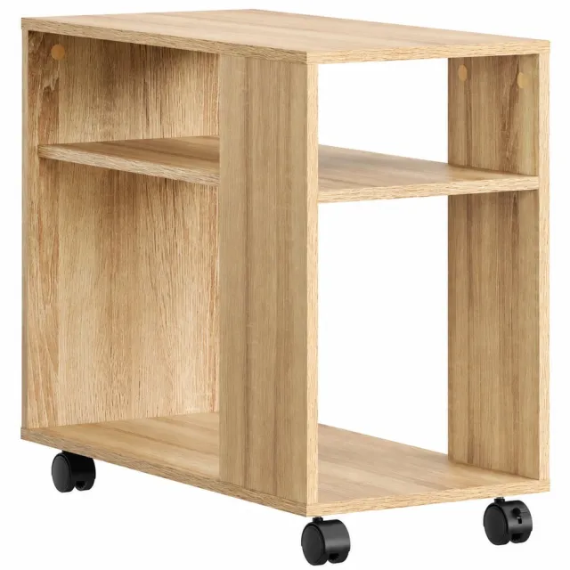 Sellino Bijzettafel - Verrijdbare Salontafel met 2 Niveaus - Sofatafel - Koffietafel - 10 kg draagkracht - 70 x 35 x 61 cm Bruin