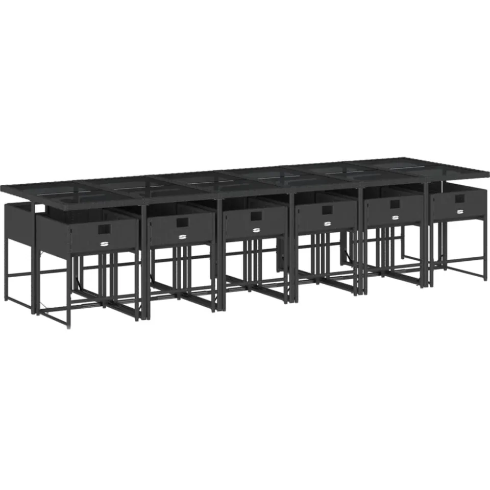 vidaXL 13-delige Tuinset met kussens poly rattan zwart, foto 2