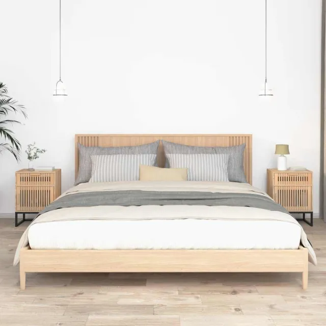 vidaXL Nachtkastjes 2 st 40x30x55,5 cm bewerkt hout en ijzer bruin, foto 2