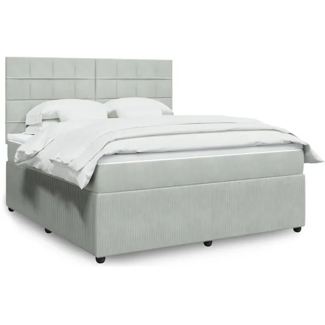 vidaXL Boxspring met matras fluweel lichtgrijs 180x200 cm grijs
