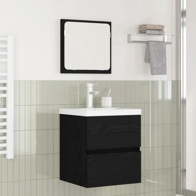 vidaXL Badkamermeubelset 2 st Zwarte Eik en Wit 42 x 39 x 45 cm Bruin