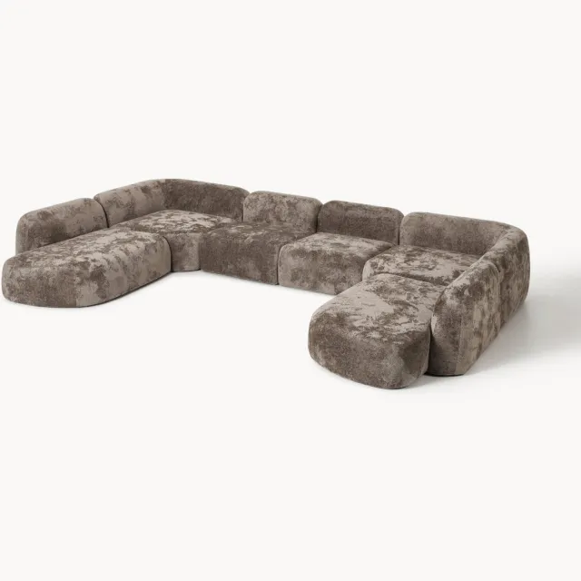 Westwing Collection XL modulaire teddy bouclé bank Wolke Taupe