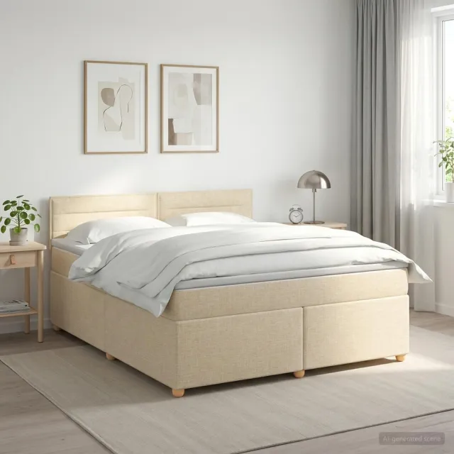 vidaXL Boxspringbed met matras Crèmekleurig 160 x 200 cm Stof