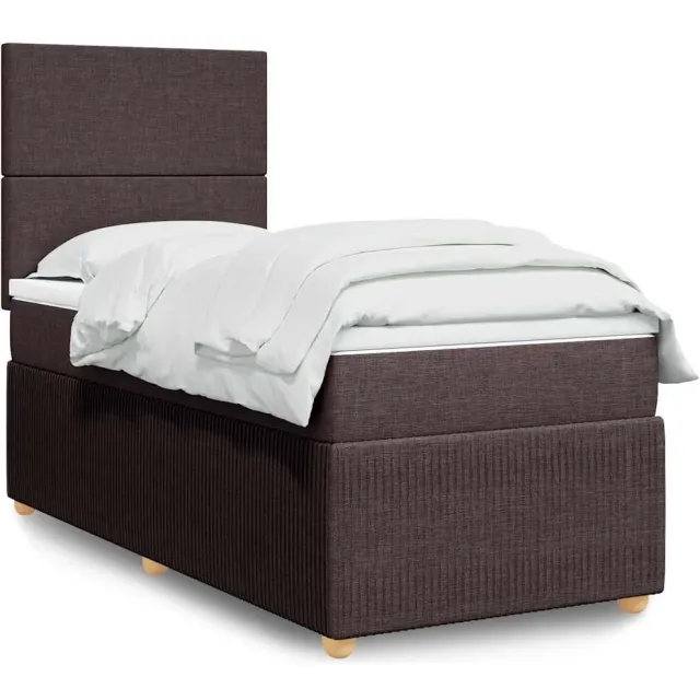 vidaXL Boxspring met matras stof donkerbruin 100x200 cm