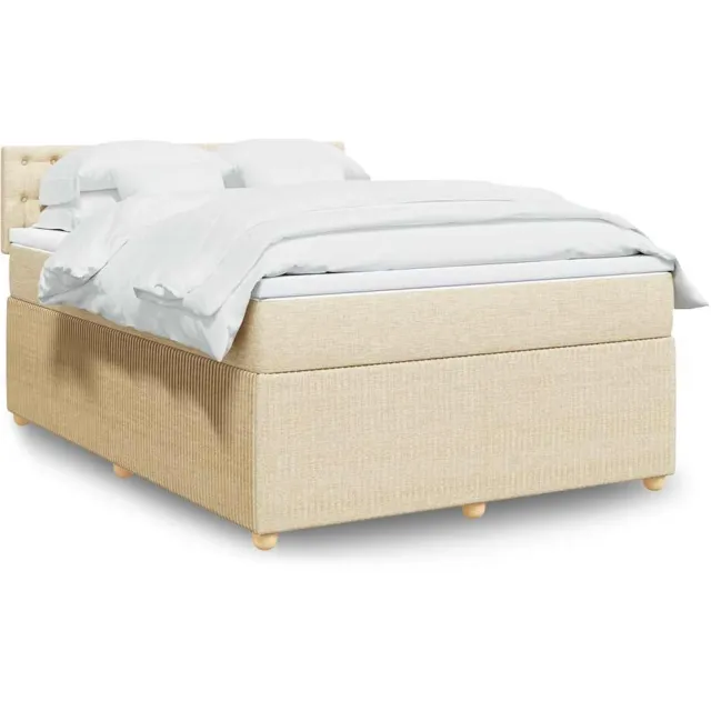 vidaXL Boxspring met matras stof crèmekleurig 160x200 cm