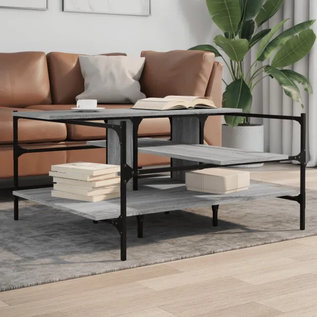 vidaXL Salontafel 100x100x48,5 cm bewerkt hout grijs sonoma, foto 2