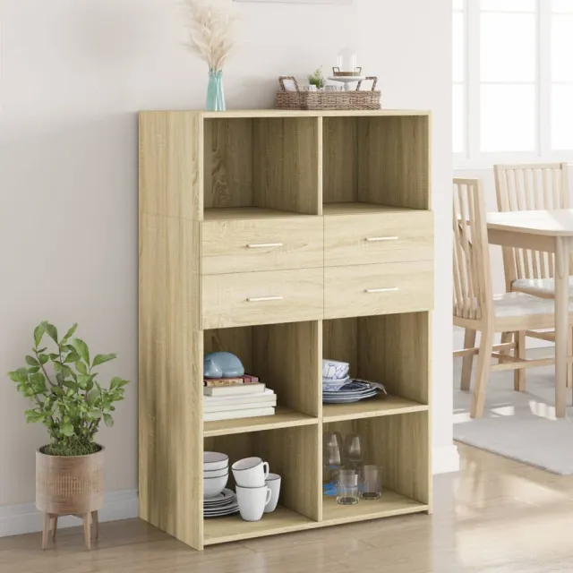 vidaXL Hoge kast 80x42,5x124 cm bewerkt hout sonoma eikenkleurig, foto 2
