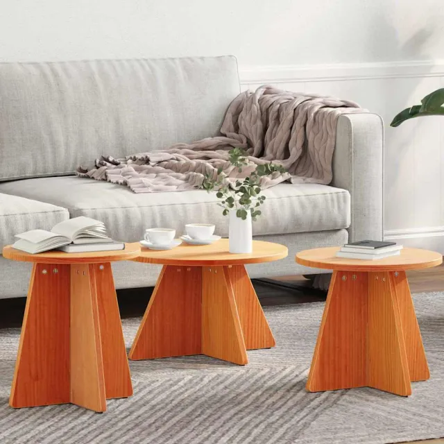 vidaXL Salontafel 3 st Wasbruin 49 x 49 x 30 cm bruin, foto 2