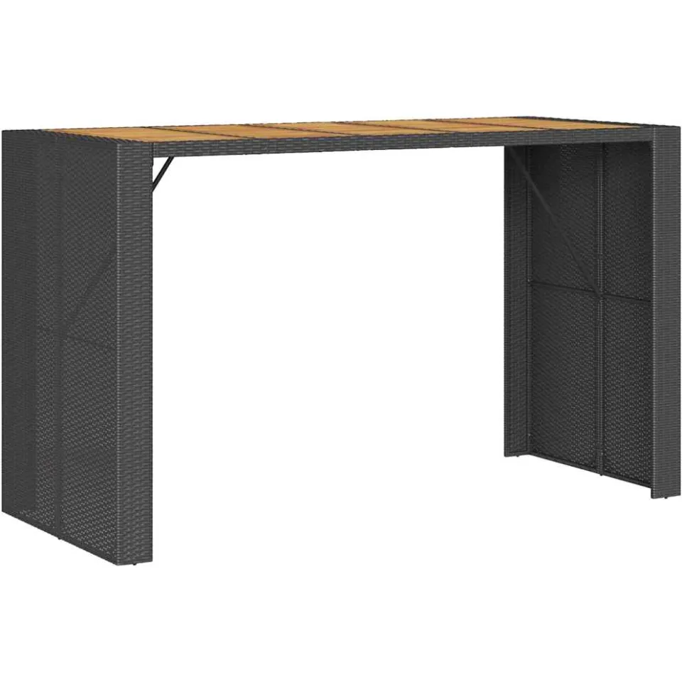vidaXL 5-delige Tuinbarset met kussens poly rattan acacia zwart, foto 4