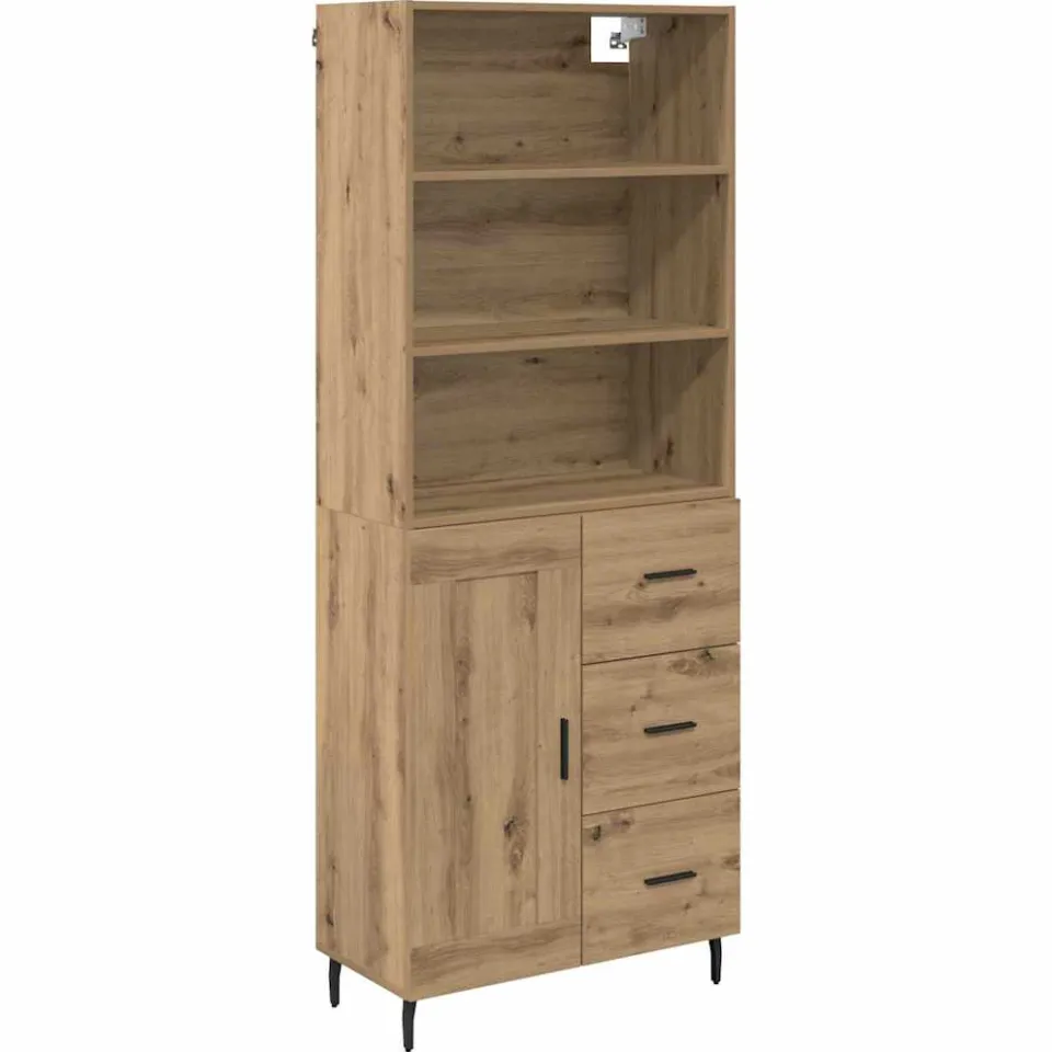 vidaXL Hoge kast 2 st Artisan Eiken 69,5 x 32,5 x 180 cm Bewerkt hout, foto 3