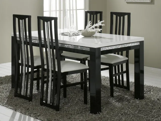Mobistoxx REBECCA eettafel hoogglans zwart/wit