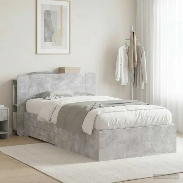 vidaXL Bedframe met opslag Betongrijs 80 x 200 cm Bewerkt hout