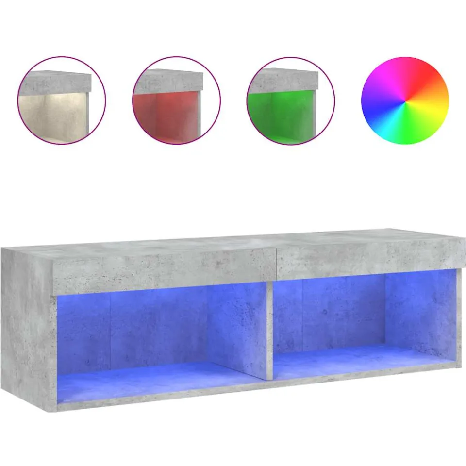 vidaXL Tv-meubel met LED-verlichting 100x30x30 cm betongrijs grijs, foto 3