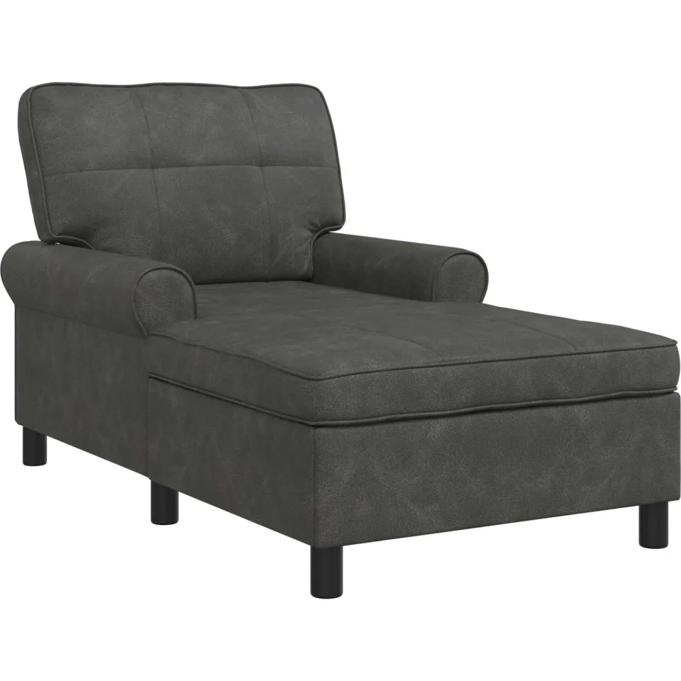 vidaXL Chaise Lounge Zwart Nep Leer 91 x 157 x 91 cm, foto 4