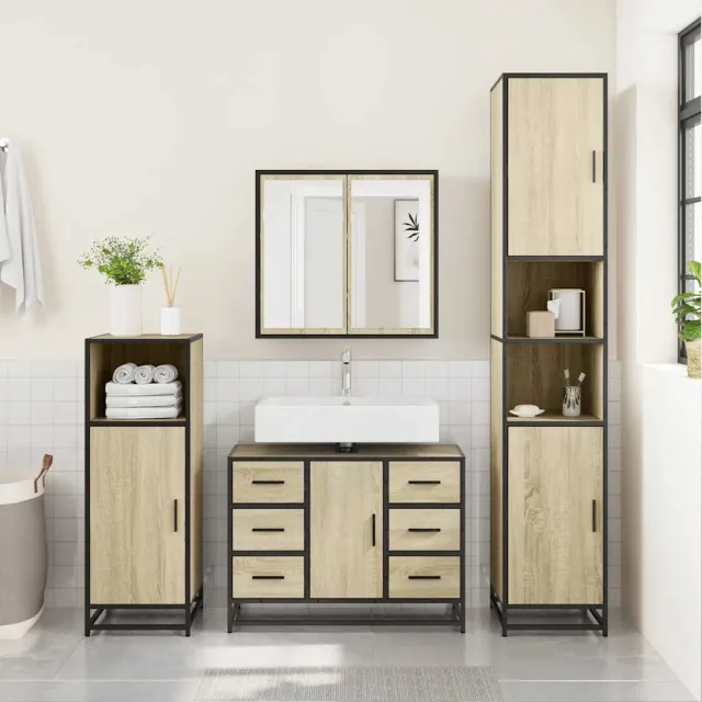 vidaXL Wastafelkast 80x33x60 cm bewerkt hout sonoma eikenkleurig, foto 2