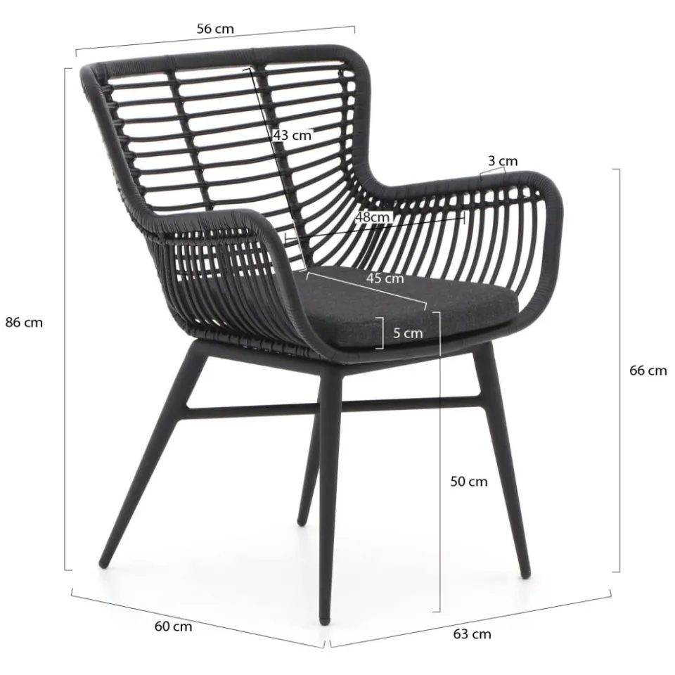 Intenso Furniture Intenso Asti/Sora 160cm dining tuinset 5-delig zwart, foto 2