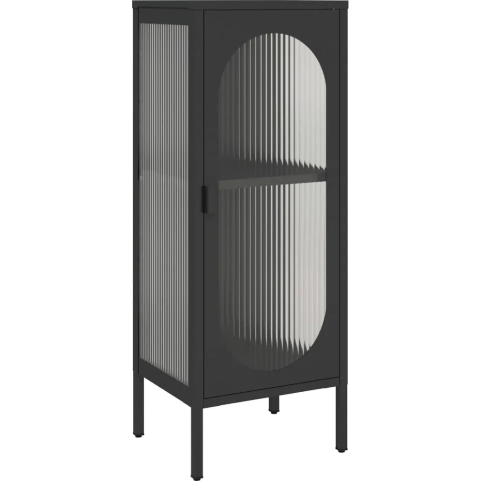 vidaXL Dressoir 40x35x105 cm glas en staal zwart