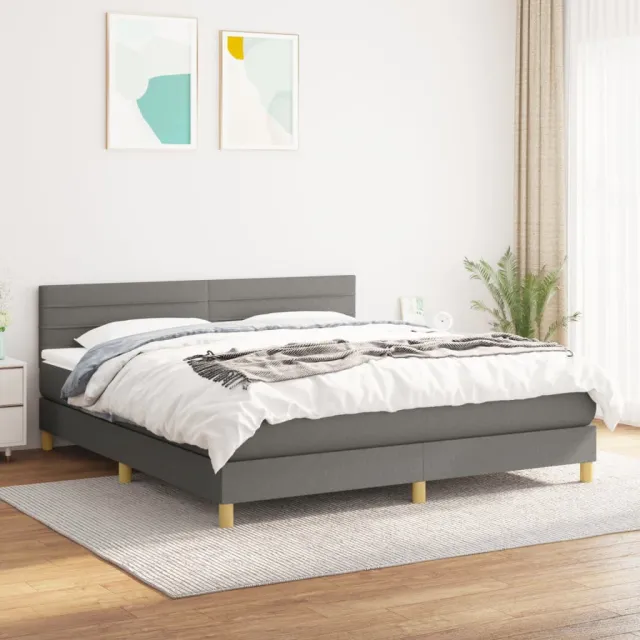 vidaXL Boxspring met matras stof donkergrijs 180x200 cm grijs