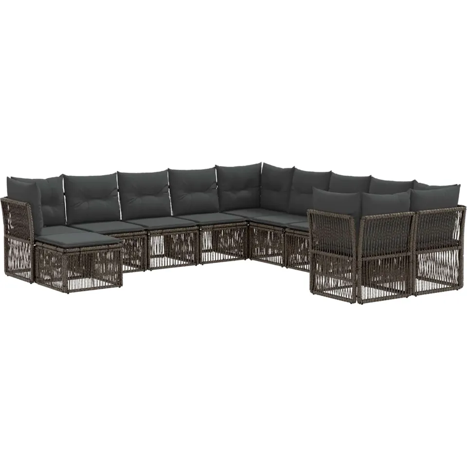 vidaXL Tuinbankenset 11 st 11-zits Grijs poly rattan, foto 3