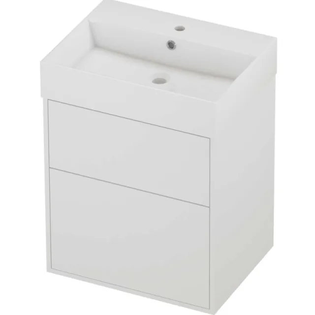 Proline Zara Badmeubelset Porselein Loft 1 Kraangat Voor Grepen 60x46x78 cm Glans Wit Mat White Mat Wit