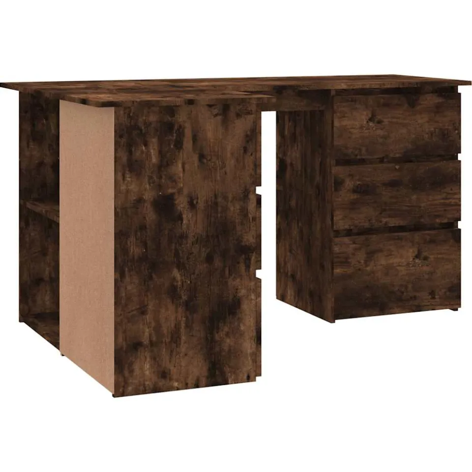 vidaXL Hoekbureau 145x100x76 cm bewerkt hout gerookt eikenkleurig Bruin